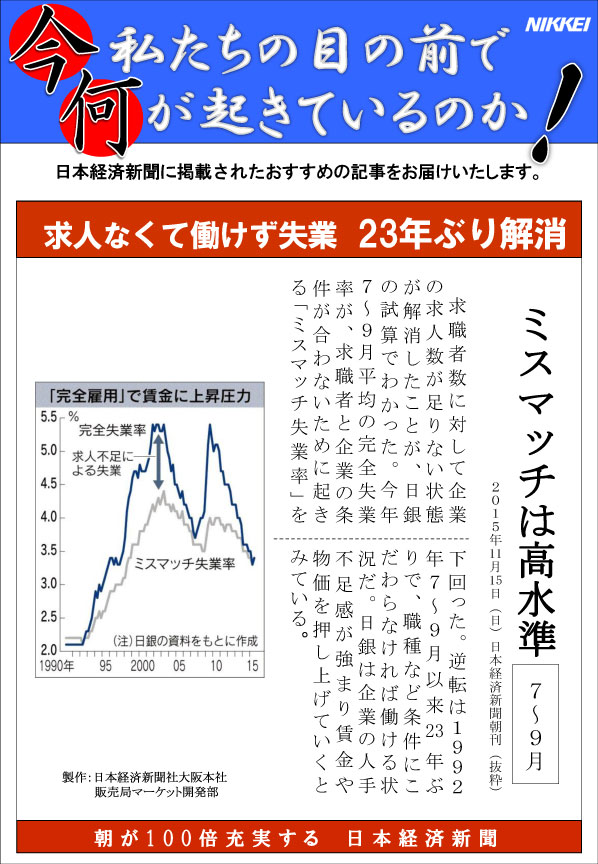 日本経済新聞MORI・MORIニュース　116号です。