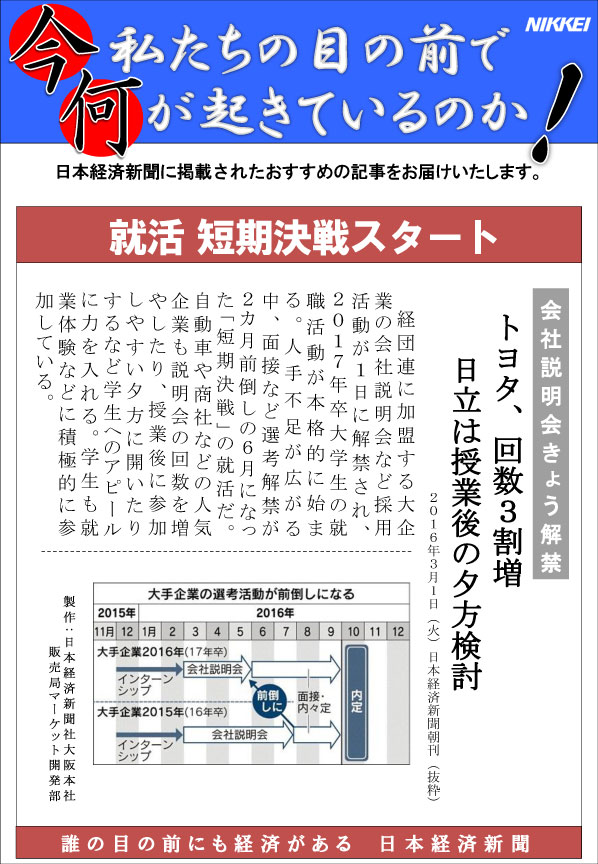 日本経済新聞MORI・MORIニュース　130号です。